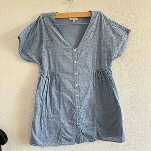 Madewell Blue Buttoned Relaxed Blouse